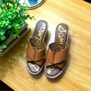 Sam Edelman Platform Brown Leather Strap Shoes Women Size 9.5M